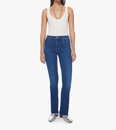 Mother Runaway Step Fray Jeans In Groovy In Blue