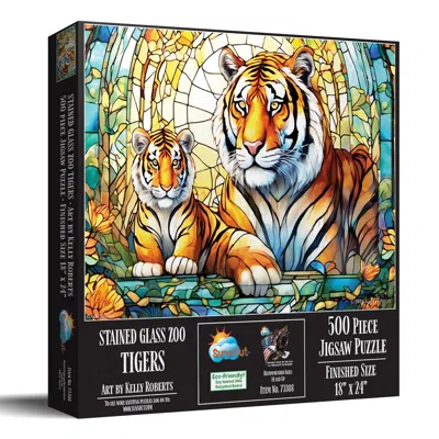 Sunsout Stained Glass Zoo Tigers 500 Piece Jigsaw Puzzle For Adults In Black