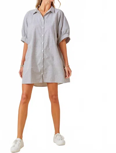 Day + Moon Oversized Striped Dress In Black In Gray