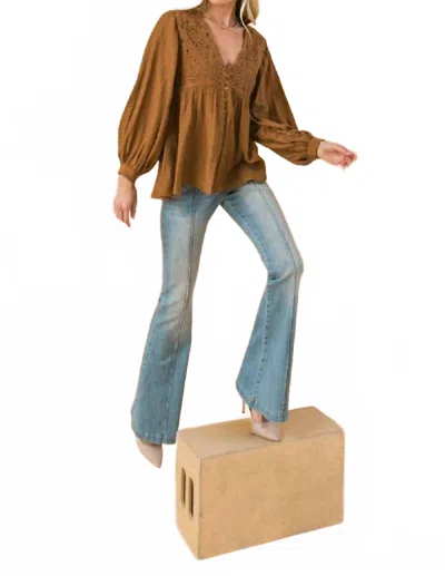 Love Woven Top In Brown In Brown