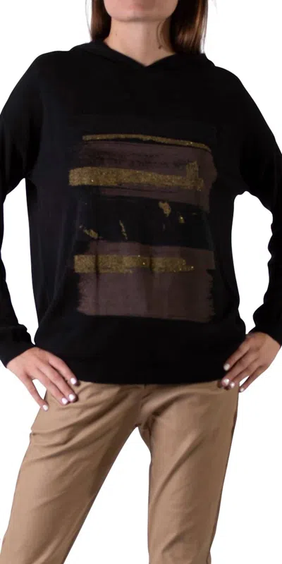 Gigi Moda Maya Knit Long Sleeve Hoodie In Black In Black