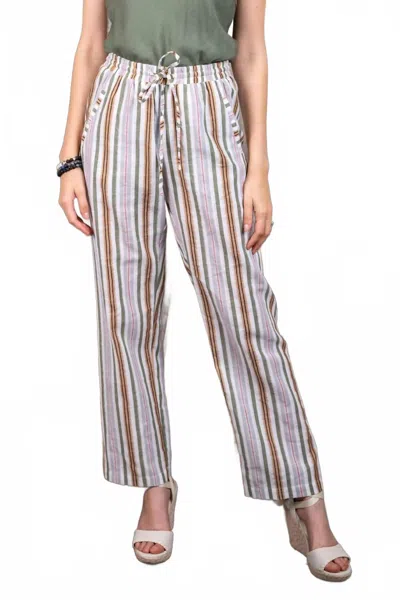 Paparazzi Yarn Dyed Stripe Pull-on Pant With Pockets In Olive In Green