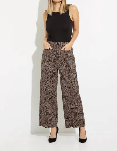Joseph Ribkoff Animal Print Wide Leg Pant In Brown/black In Brown