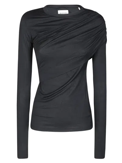 Isabel Marant Étoile Fitted Modal Blend Top With Round Neckline In Black