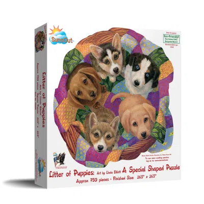Sunsout Litter Of Puppies 750 Piece Jigsaw Puzzle For Adults Special Shape In Multi