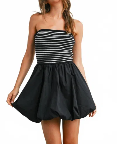 Buttermelon Bubble Hem Mini Skirt Dress In Black Multi In Black