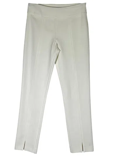 Estelle And Finn Women's Double Stitched Front Slit Ankle Pant In White In Gray