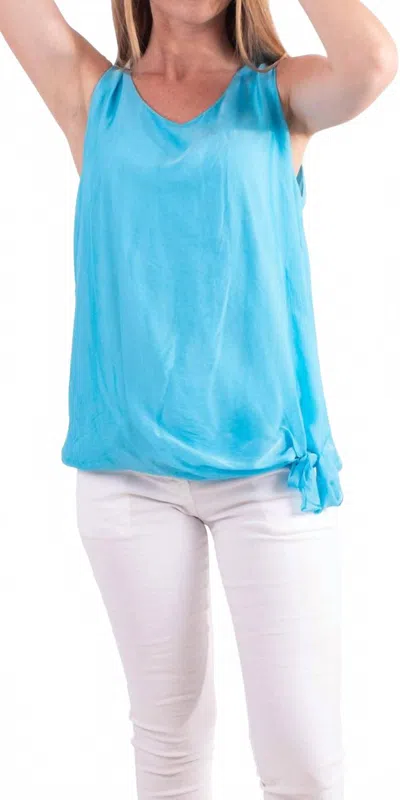 Gigi Moda Paola Scoop Neck Silk Tank Top In Turquoise In Blue