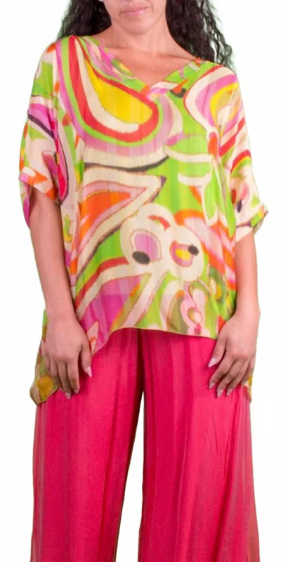 Gigi Moda Lizane Swirl Print Blouse In Lime In Multi