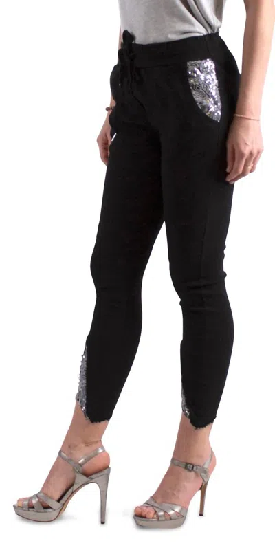 Gigi Moda Ricamo Tie-waist Pants In Black In Black