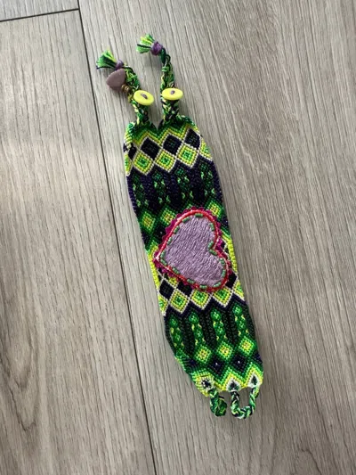 Carla Valencia Women's Friendship Bracelet In Green/heart In Multi