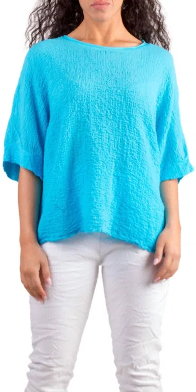Gigi Moda Rina Waffle Cotton Top In Turquoise In Blue