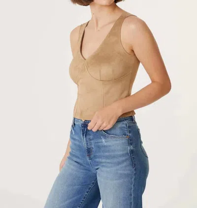 Level99 Francis Faux Suede Tank In Golden In Brown