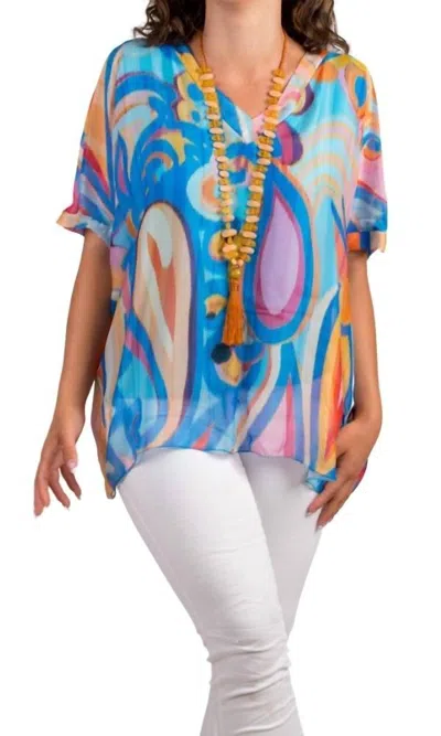 Gigi Moda Lizane Swirl Print Blouse In Royal Blue In Blue