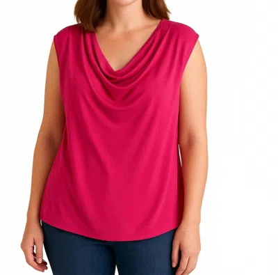 Frank Lyman Cowl Neck Knit Top In Bright Pink In Pink