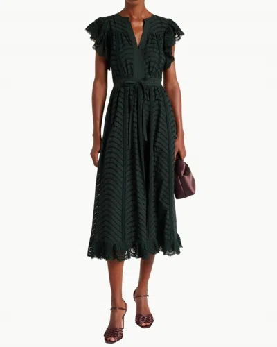 Ulla Johnson Olga Flutter Sleeve Midi Dress In Cypress In Multi