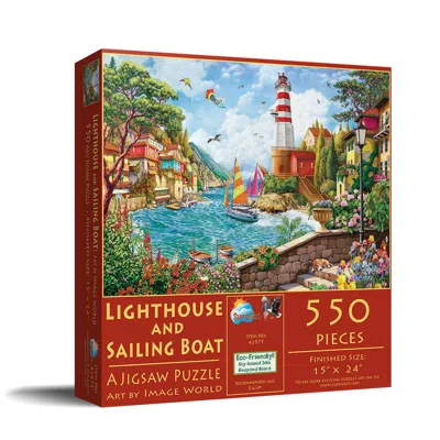 Sunsout Lighthouse And Sailing Boat 550 Piece Jigsaw Puzzle For Adults In Multi