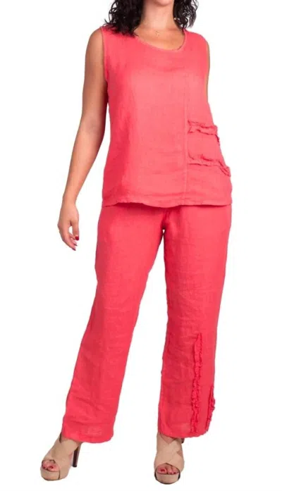 Gigi Moda Palermo Linen Pull-on Pants In Coral In Pink
