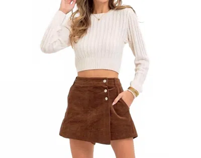 Style Usa Corduroy Skort In Brown In Brown