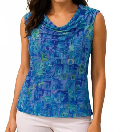 Sno Skins Sleeveless Draped Neck Top - Plus In Hieroglyphics In Multi