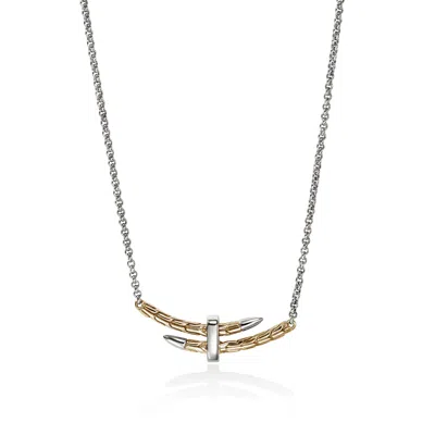 John Hardy Spear Station Necklace, Gold, Sterling Silver, Diamonds