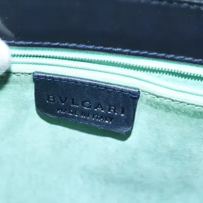 Pre-owned Bvlgari Top Handle Bag Patent Leather Navy Patent_leather Handbag () In Blue