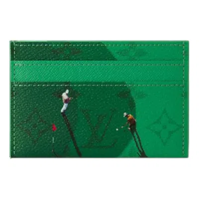Pre-owned Louis Vuitton Golf Double Card Case 'green'