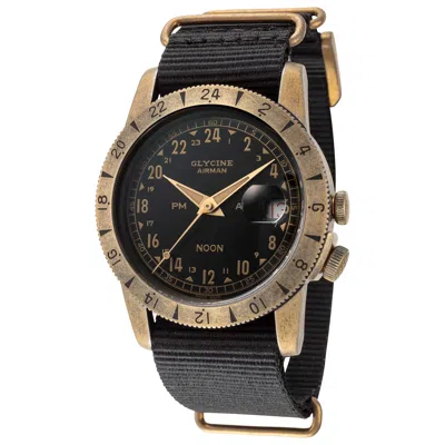 Glycine Airman Vintage Noon Men's Watch In Black