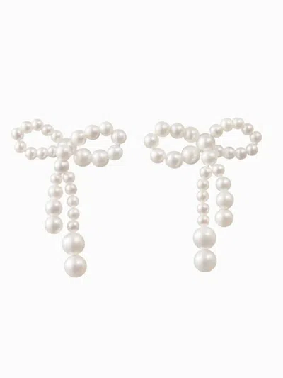 Sophie Bille Brahe 14k Yellow Gold Rosette De Perles Pearl Earrings In White