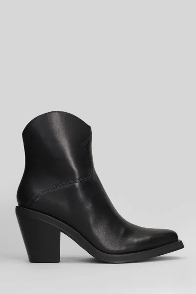 Ash Contemporary Short Leather Ankle Boots In Black