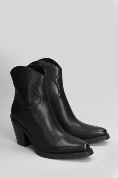 Ash Contemporary Short Leather Ankle Boots In Black