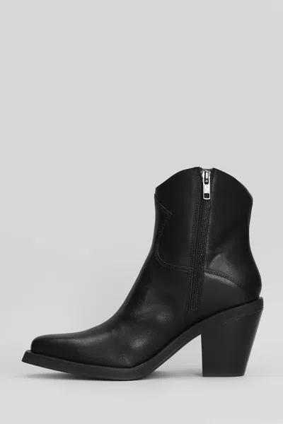 Ash Contemporary Short Leather Ankle Boots In Black