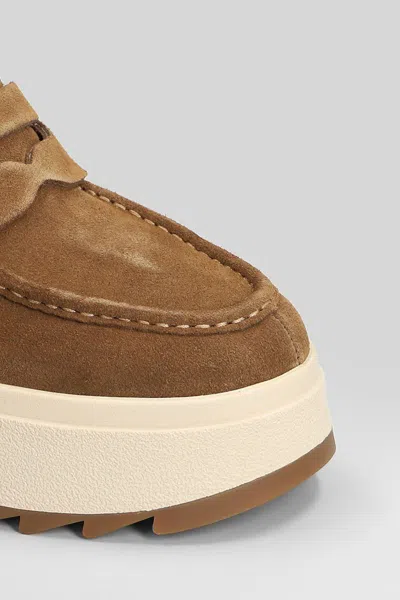 Ash Suede Ankle Boot With Shearling Lining And Platform Sole In Brown