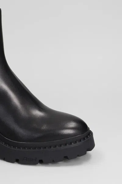 Ash Newton High Heels Ankle Boots In Black Leather In Black