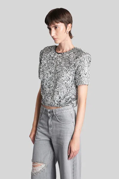 Area Sequined Short-sleeved T-shirt In Silver