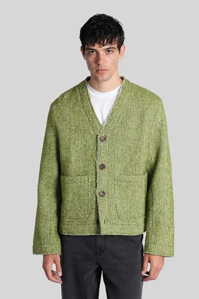 Séfr Buttoned Patch-pocket Cardigan In Green