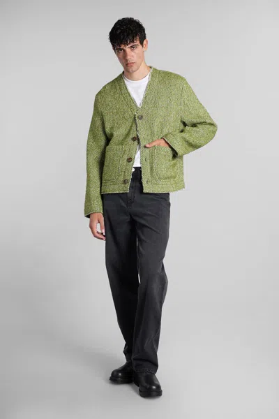 Séfr Buttoned Patch-pocket Cardigan In Green