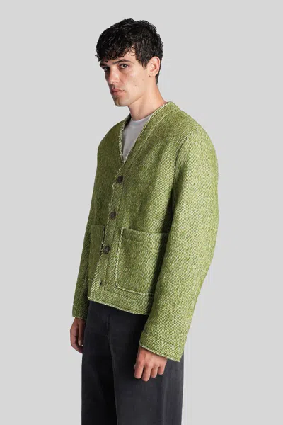 Séfr Buttoned Patch-pocket Cardigan In Green