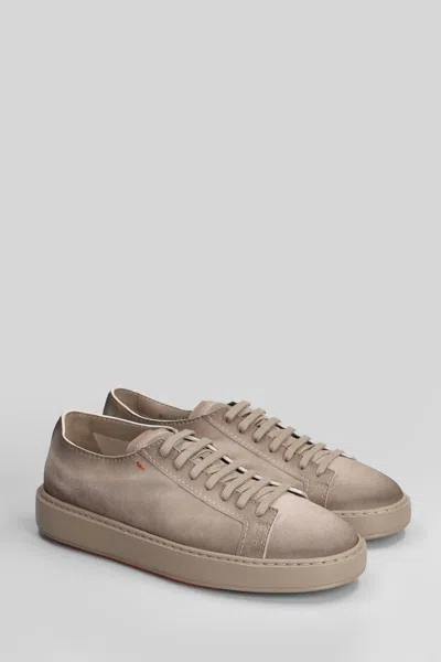 Santoni Suede Sneakers In Gray