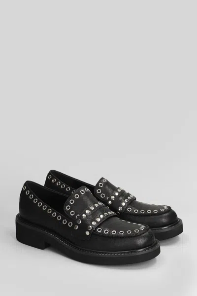 Bibi Lou Eyelet-embellished Loafers In Black