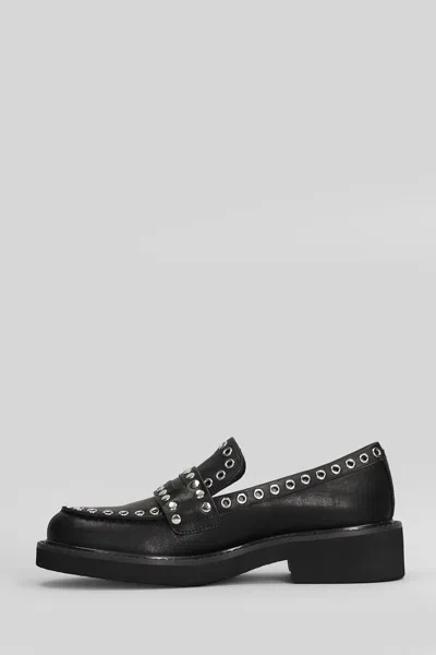 Bibi Lou Eyelet-embellished Loafers In Black