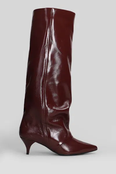Alchimia High Heels Boots In Bordeaux Leather In Brown