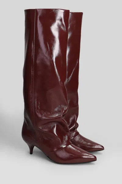 Alchimia High Heels Boots In Bordeaux Leather In Brown