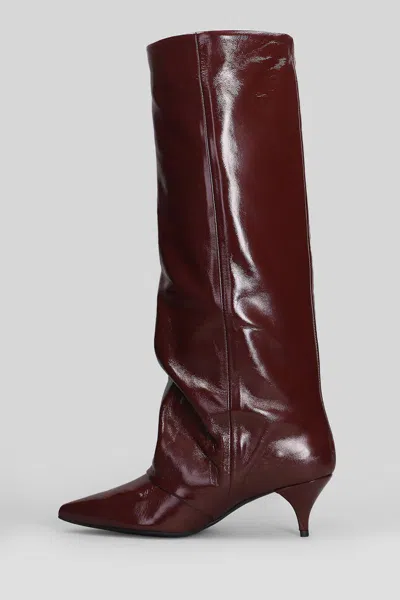 Alchimia High Heels Boots In Bordeaux Leather In Brown