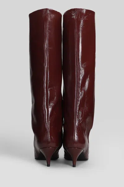 Alchimia High Heels Boots In Bordeaux Leather In Brown