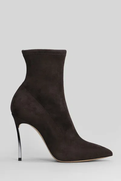 Casadei Blade Stretch High Heels Ankle Boots In Brown
