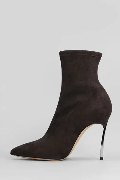 Casadei Blade Stretch High Heels Ankle Boots In Brown