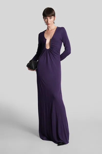 Christopher Esber Arced Palm Long-sleeve Dress In Purple