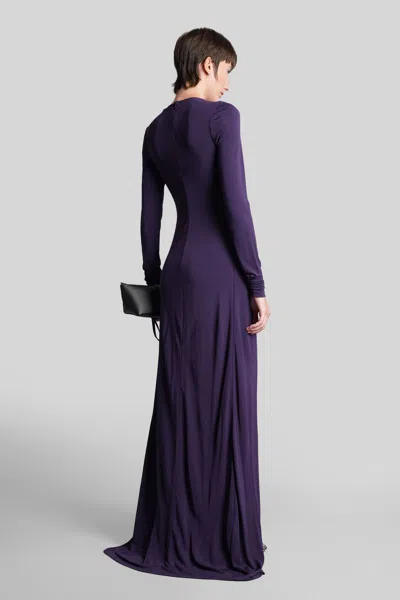 Christopher Esber Arced Palm Long-sleeve Dress In Purple
