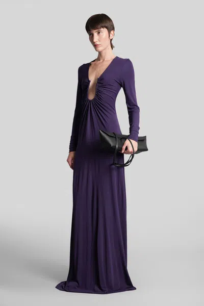 Christopher Esber Arced Palm Long-sleeve Dress In Purple